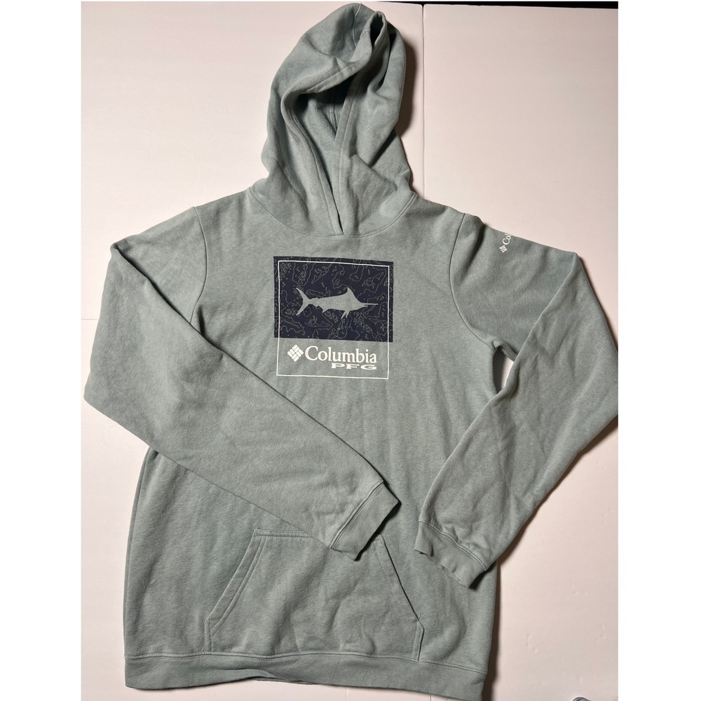 Columbia PFG Hoodie Mens XL Sage Green Graphic Marlin Pullover AB9324